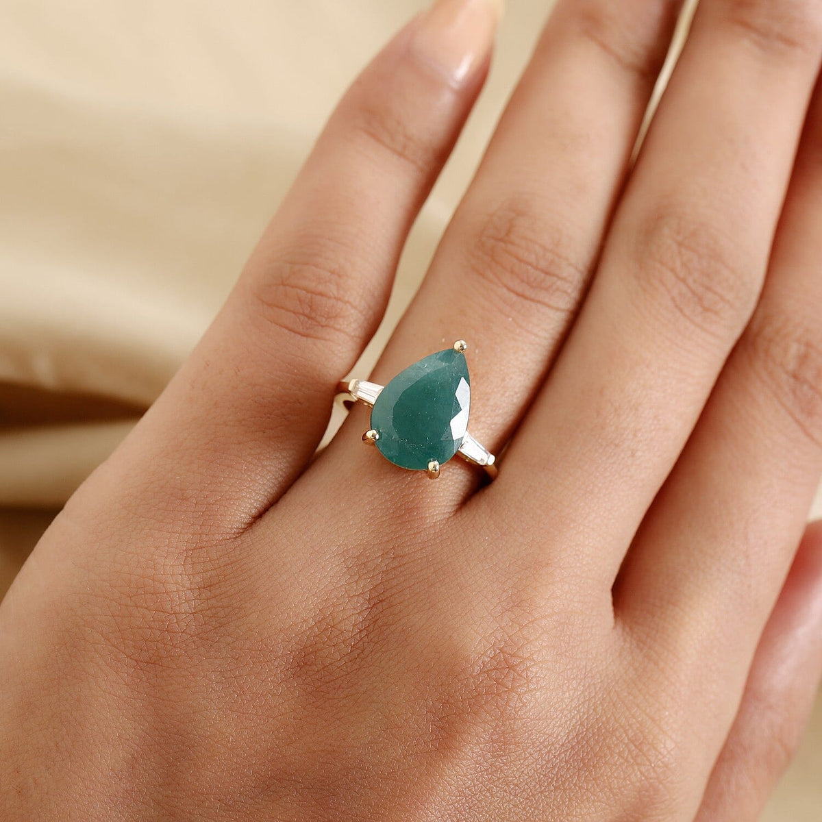 5.51 Ct. AA Grandidierite and Zircon Ring in 9K Yellow Gold 3876363 3