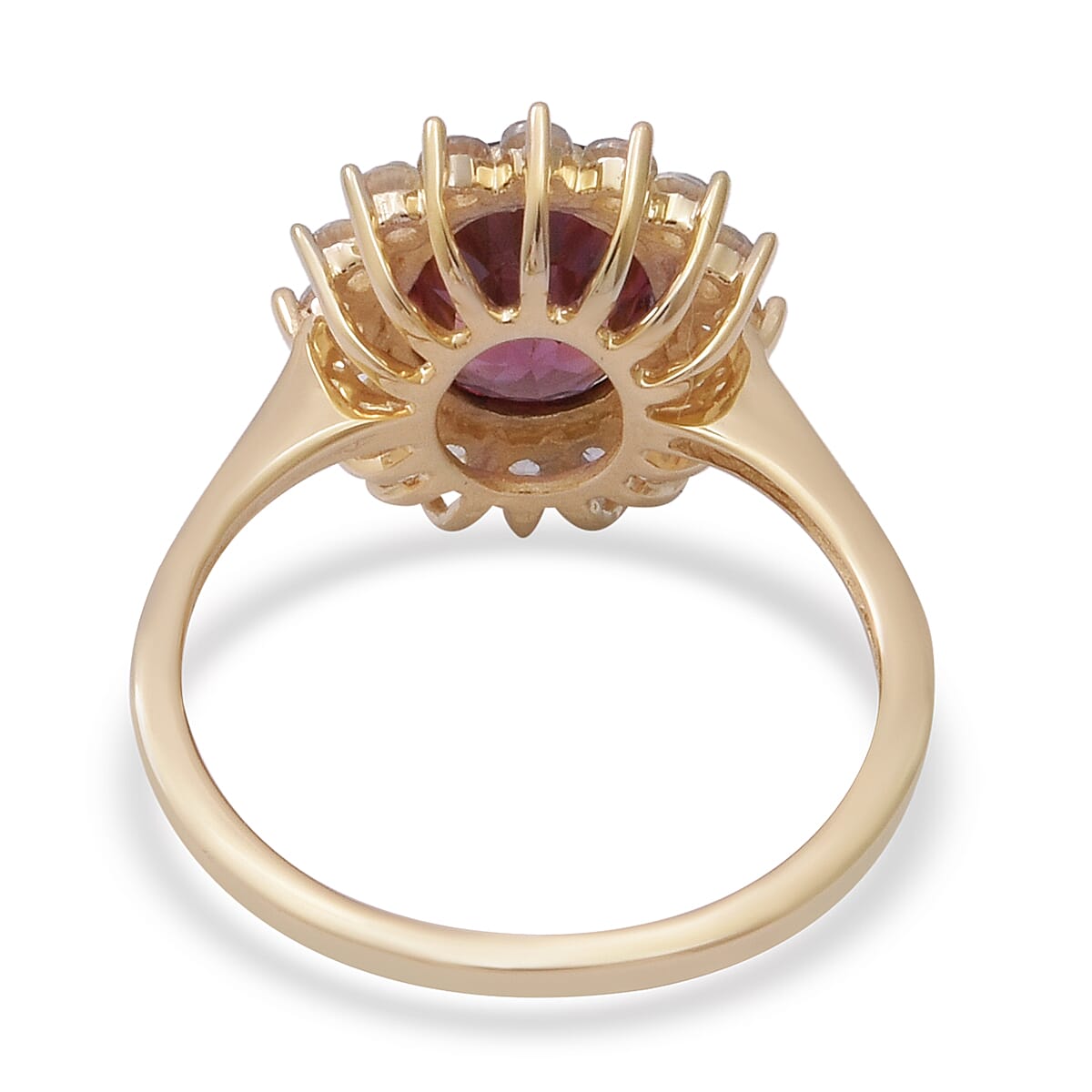 5.54 Ct. Tanzanian Pink Zircon and Natural Cambodian Zircon Halo Ring in 9K Yellow Gold 6885806 4