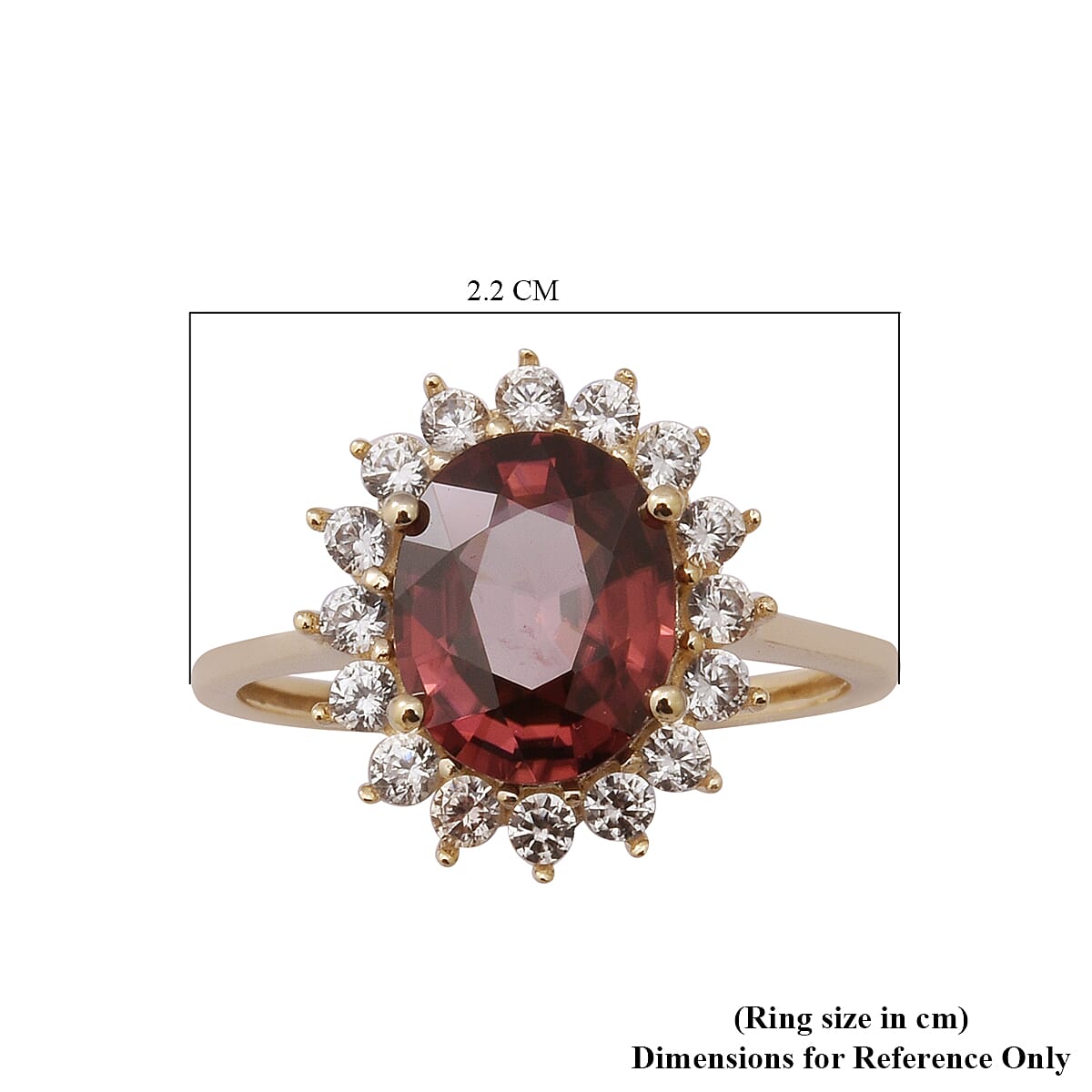 5.54 Ct. Tanzanian Pink Zircon and Natural Cambodian Zircon Halo Ring in 9K Yellow Gold 6885806 5