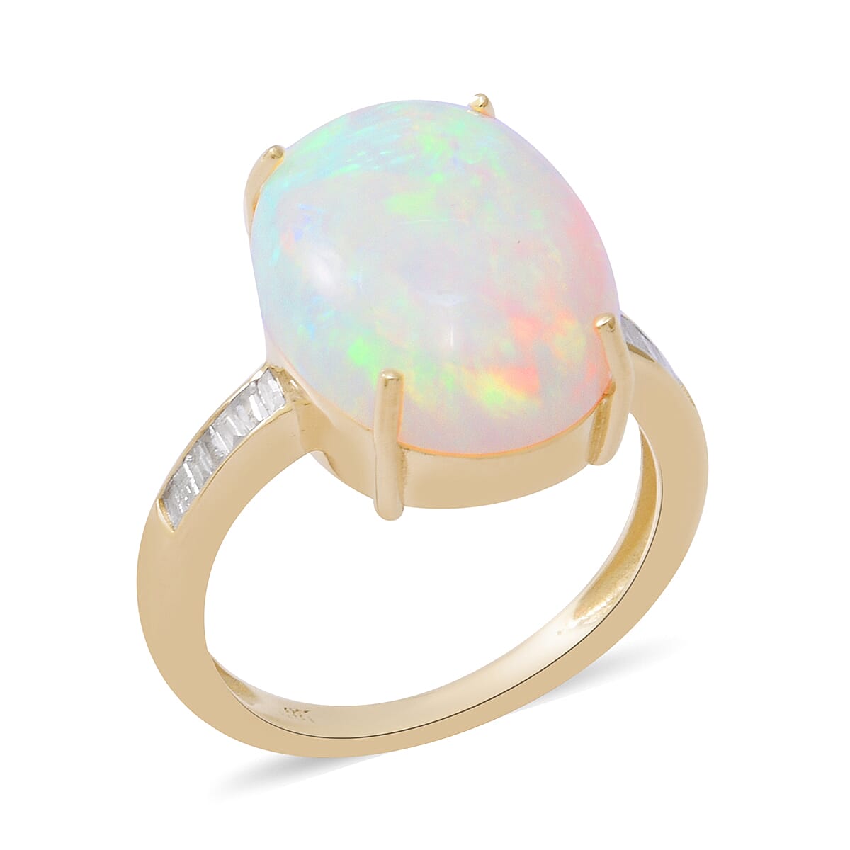 5.77 Ct. AAA Ethiopian Welo Opal and Diamond Ring 9K Yellow Gold 7838490 0