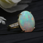 9K Yellow Gold AAA Ethiopian Welo Opal and Diamond Ring 6.00 Ct.