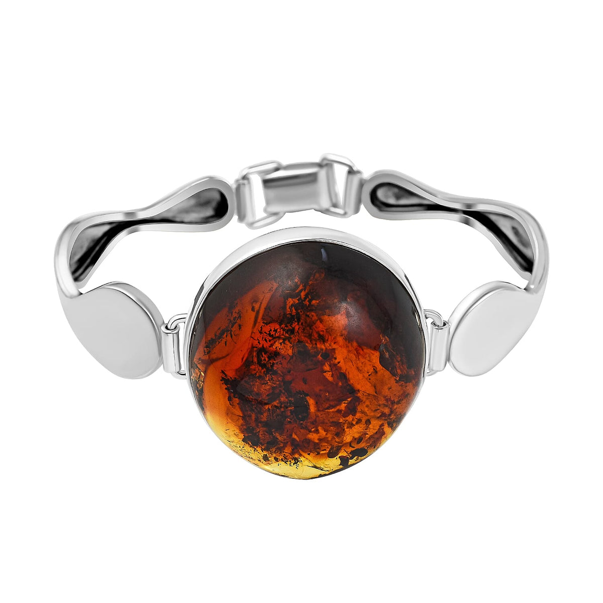 50.00 Ct. Baltic Amber Bracelet Size 7.5 in Rhodium Plated Sterling Silver 7542186 0