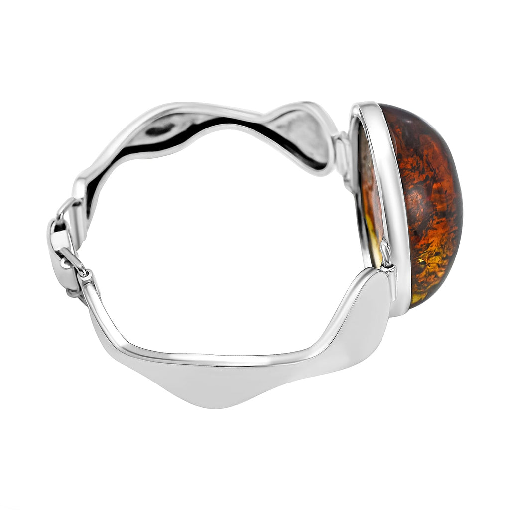 Baltic Amber Bangle (Size 7.5) in Sterling Silver, Silver Wt 24.00 Gms