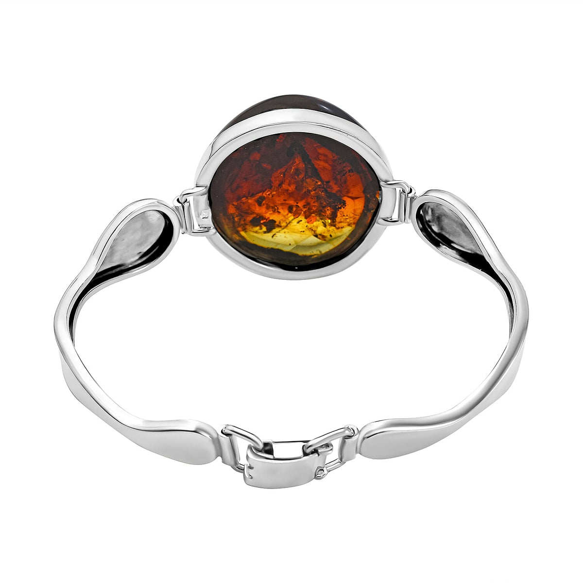 50.00 Ct. Baltic Amber Bracelet Size 7.5 in Rhodium Plated Sterling Silver 7542186 4