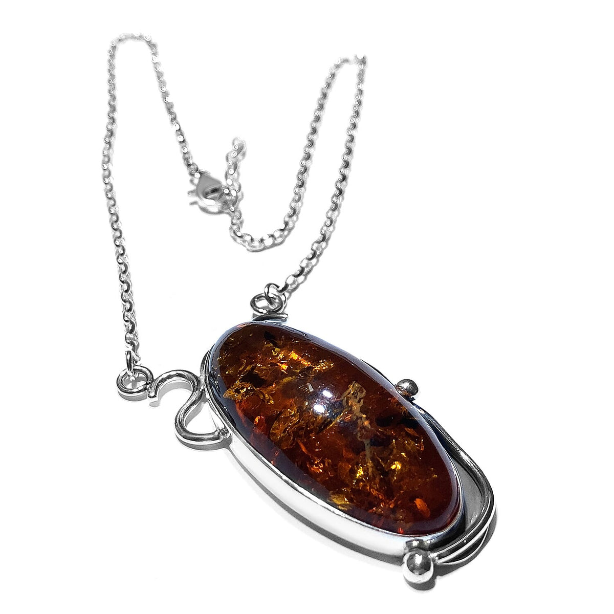 50.00 Ct. Baltic Amber Necklace Size 18 in Rhodium Plated Sterling Silver 7541816 0