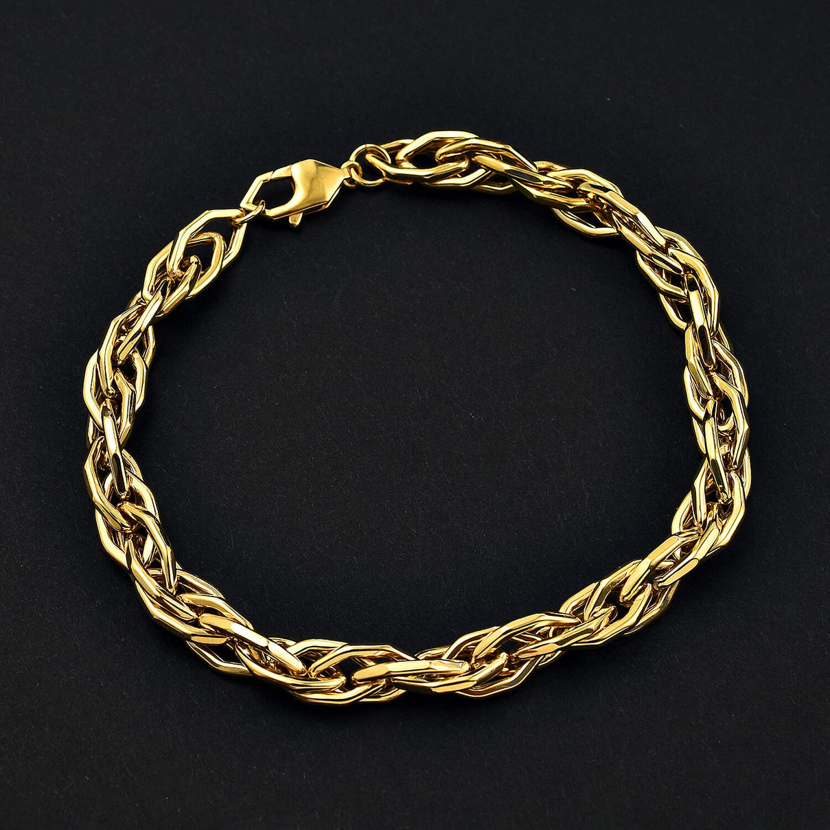 9k Gold Twisted Hexagonal Link Bracelet (Size - 8.5) 7861504 1