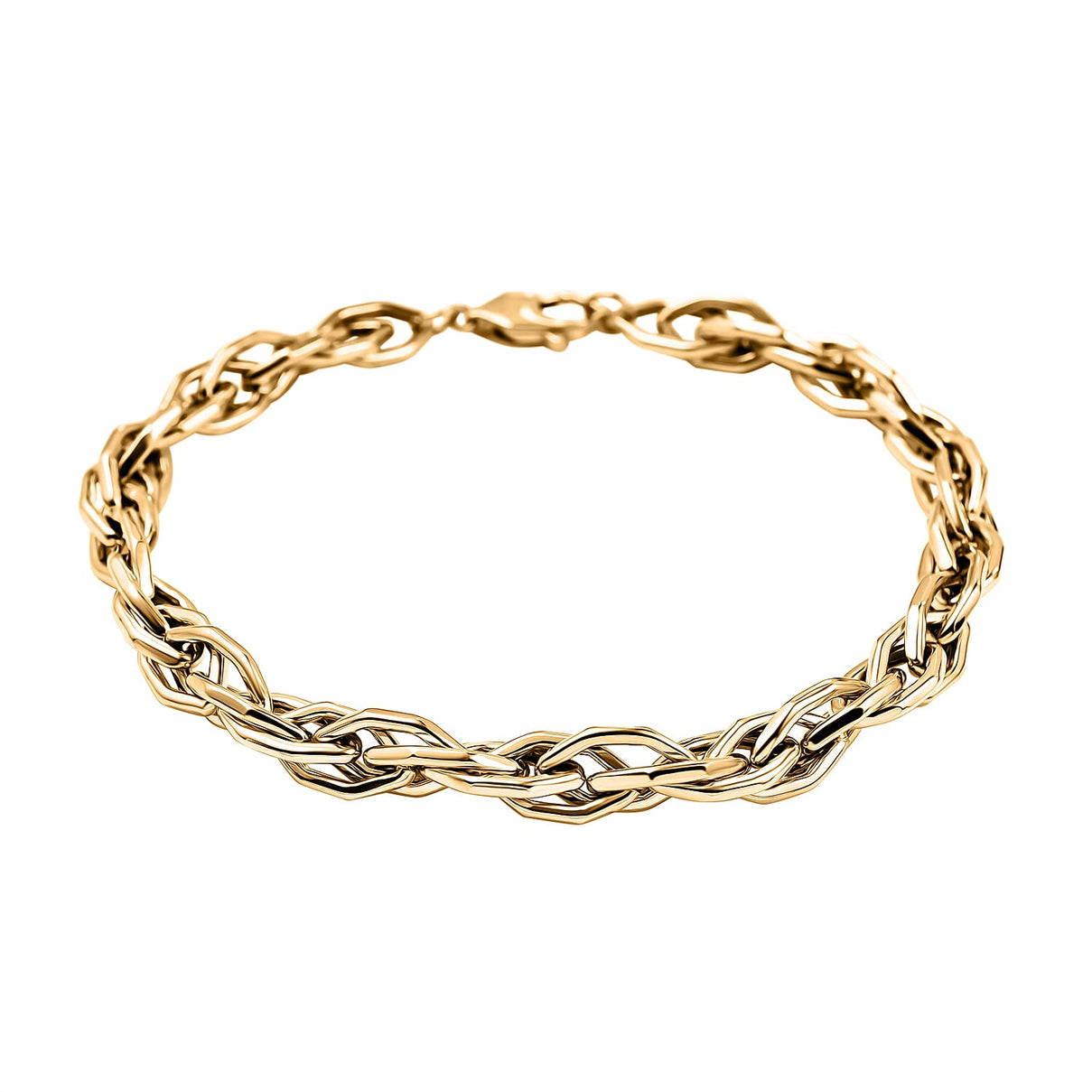 9k Gold Twisted Hexagonal Link Bracelet (Size - 8.5) 7861504 2