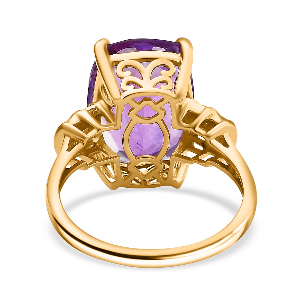 6.26 Ct. AAA Natural Moroccan Amethyst and Diamond Cocktail Ring in 9K Yellow Gold 6919777 9