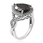 Elite Shungite (Pear 5.00 Ct), Natural Cambodian Zircon Ring in Platinum Overlay Sterling Silver 6.00 Ct, Silver wt 6.16 Gms
