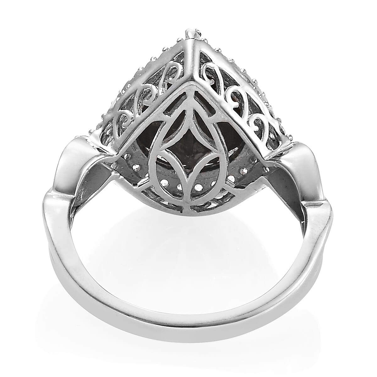 6 Carat Elite Shungite and Zircon Halo Ring in Platinum Plated Silver 6.16 Grams 3413146 4