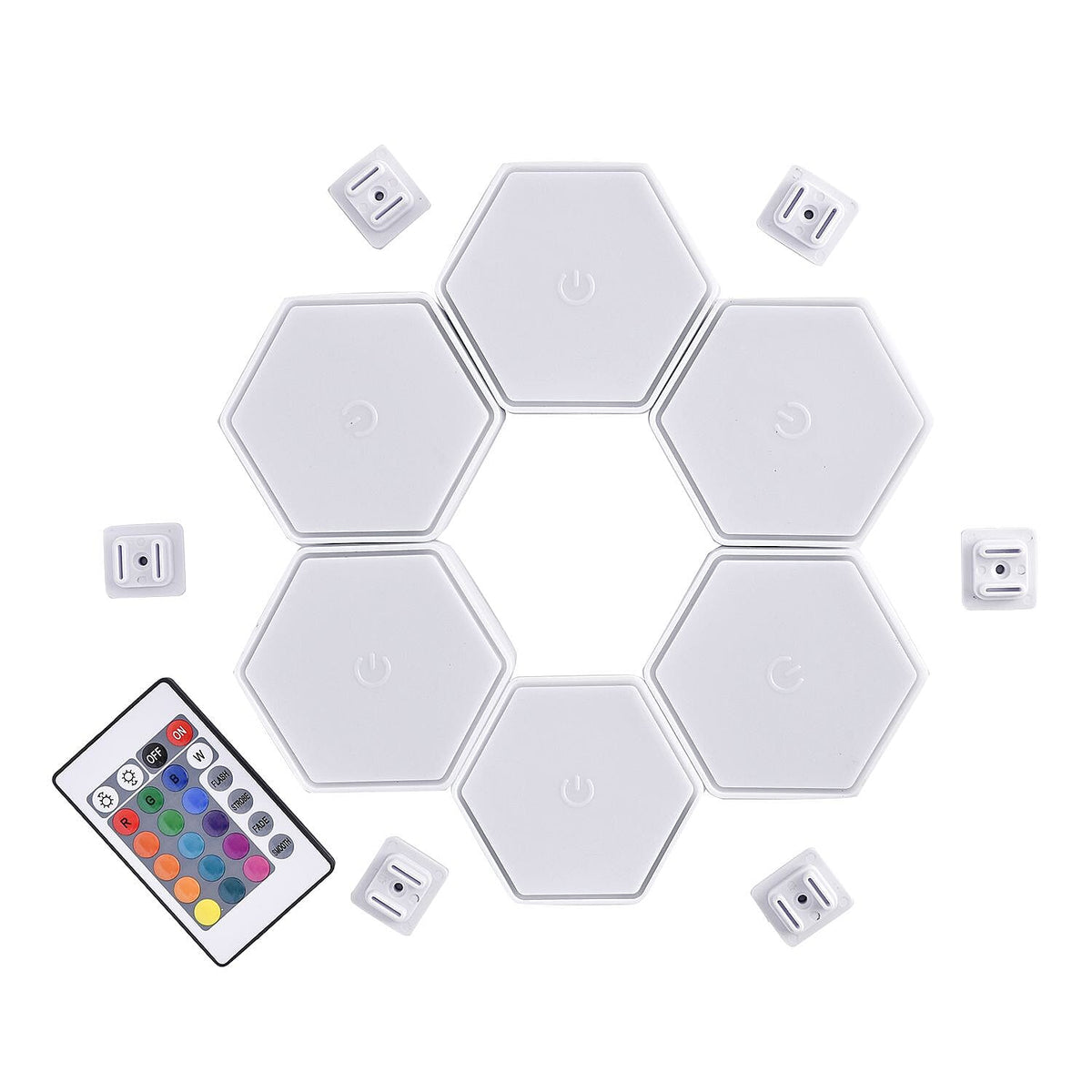 6 Colourful Touch Remote Control Hexagonal Splicing Lights - Multi (3xAAA Battery - Not Included) 7193318 0