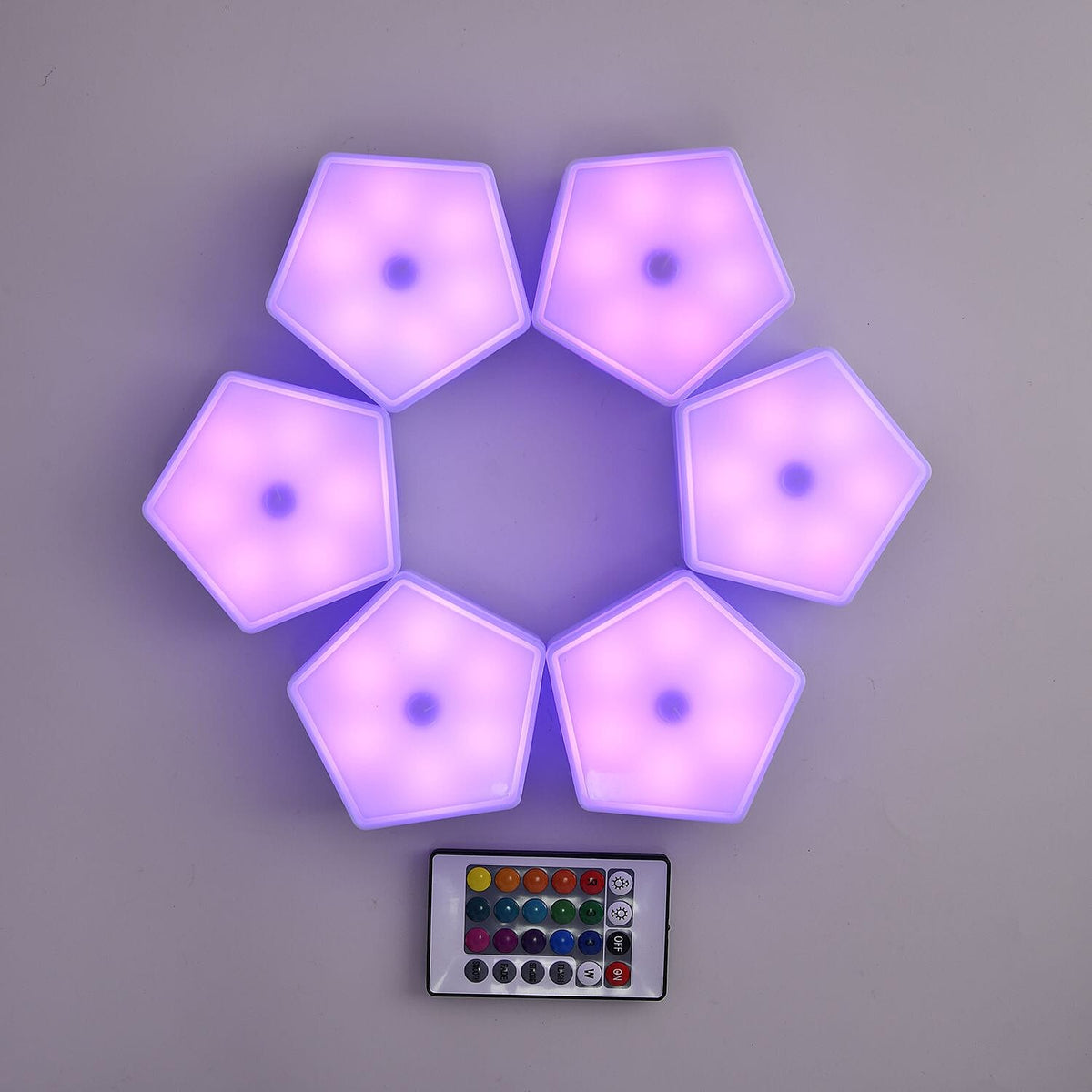 6 Colourful Touch Remote Control Pentagonal Splicing Lights - Multi (3xAAA Battery - Not Included) 7193320 3