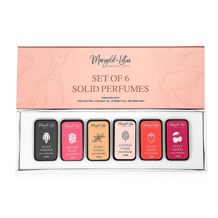 6 Piece Ladies Alcohol Free Perfume Balm Set - British Rose, Cotton Candy, Warm Vanilla, Sweet Cherry, Strawberry and BlackWhisper 8270323 1