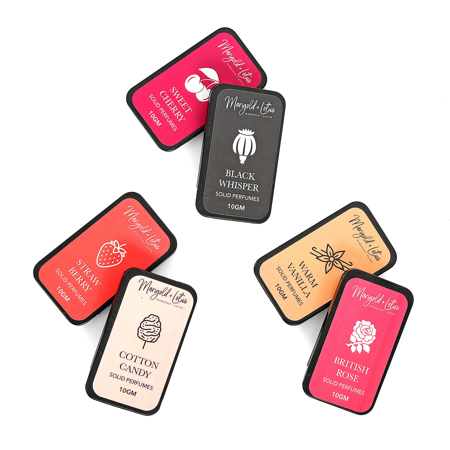 6 Piece Ladies Alcohol Free Perfume Balm Set - British Rose, Cotton Candy, Warm Vanilla, Sweet Cherry, Strawberry and BlackWhisper 8270323 3