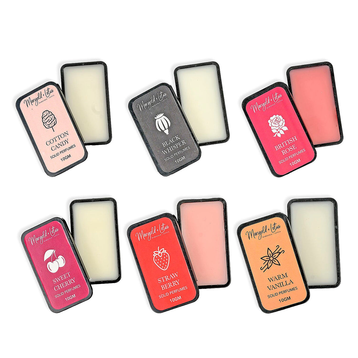 6 Piece Ladies Alcohol Free Perfume Balm Set - British Rose, Cotton Candy, Warm Vanilla, Sweet Cherry, Strawberry and BlackWhisper 8270323 4