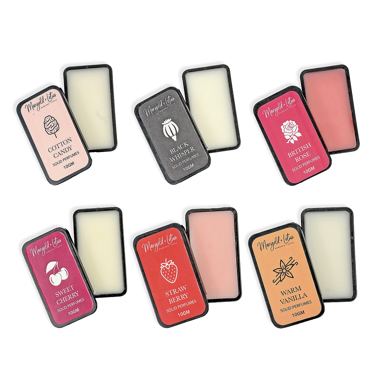 6 Piece Ladies Alcohol Free Perfume Balm Set - British Rose, Cotton Candy, Warm Vanilla, Sweet Cherry, Strawberry and BlackWhisper 8270323 4