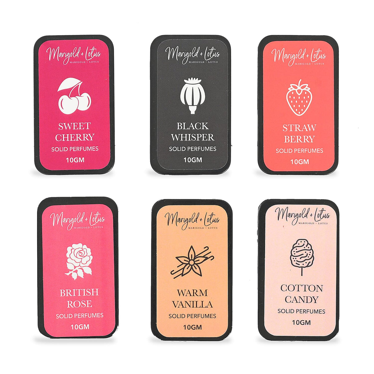 6 Piece Ladies Alcohol Free Perfume Balm Set - British Rose, Cotton Candy, Warm Vanilla, Sweet Cherry, Strawberry and BlackWhisper 8270323 5