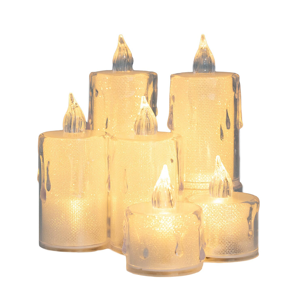 6 Piece Tea Lights Set (2-4x5cm, 2-4x6.5cm, 2-4x8 cm) - White