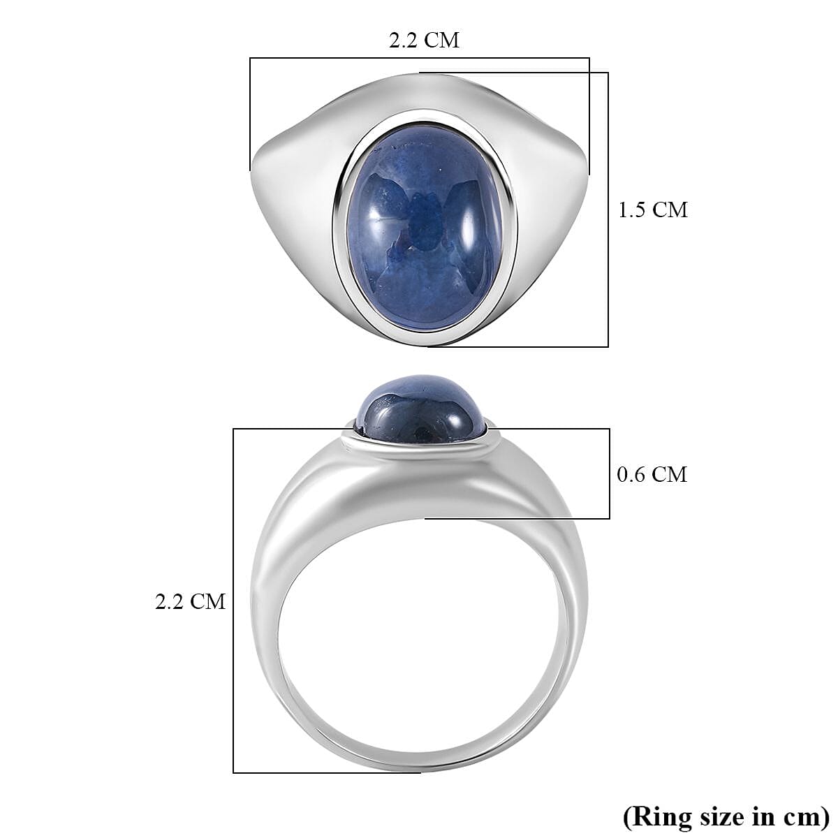 6 Ray Star Blue Sapphire Solitaire Ring in Rhodium Overlay Sterling Silver 4.36 Ct. 7279562 10