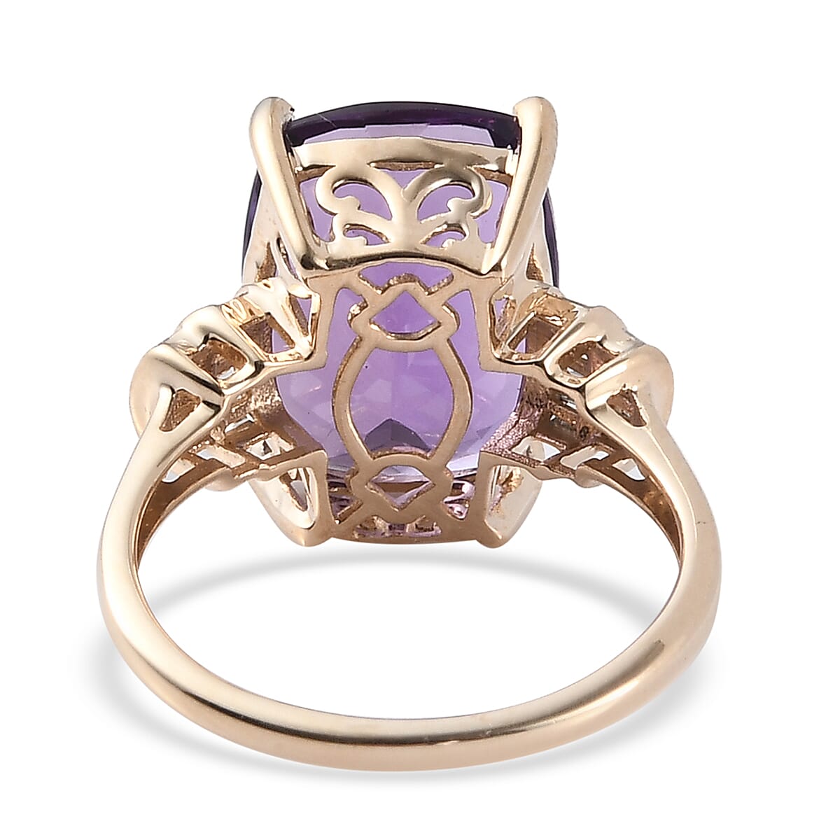 6.26 Ct. AAA Natural Moroccan Amethyst and Diamond Cocktail Ring in 9K Yellow Gold 6919777 10