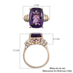 9K Yellow Gold Natural Moroccan Amethyst and Diamond Ring 6.32 Ct.