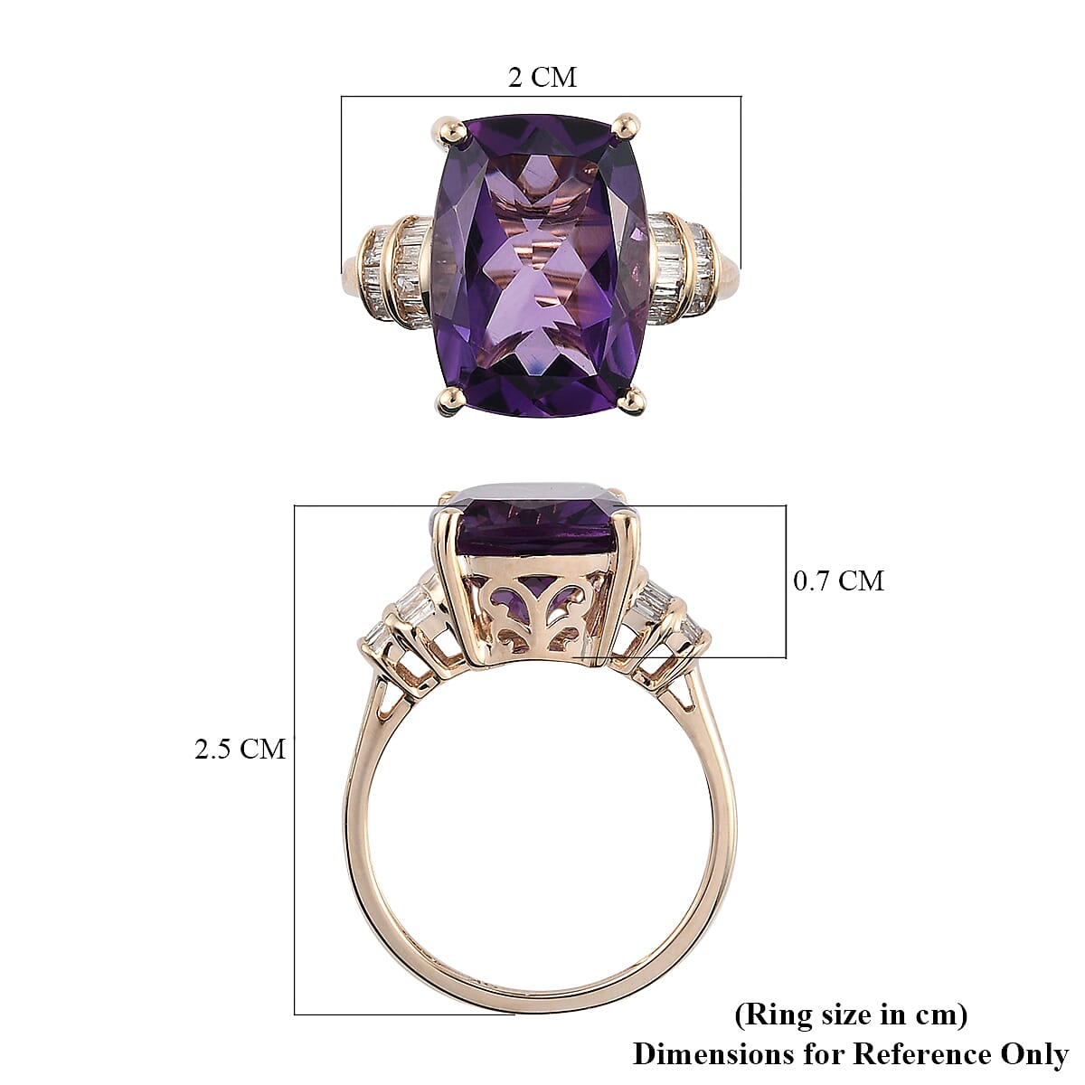 6.26 Ct. AAA Natural Moroccan Amethyst and Diamond Cocktail Ring in 9K Yellow Gold 6919777 12
