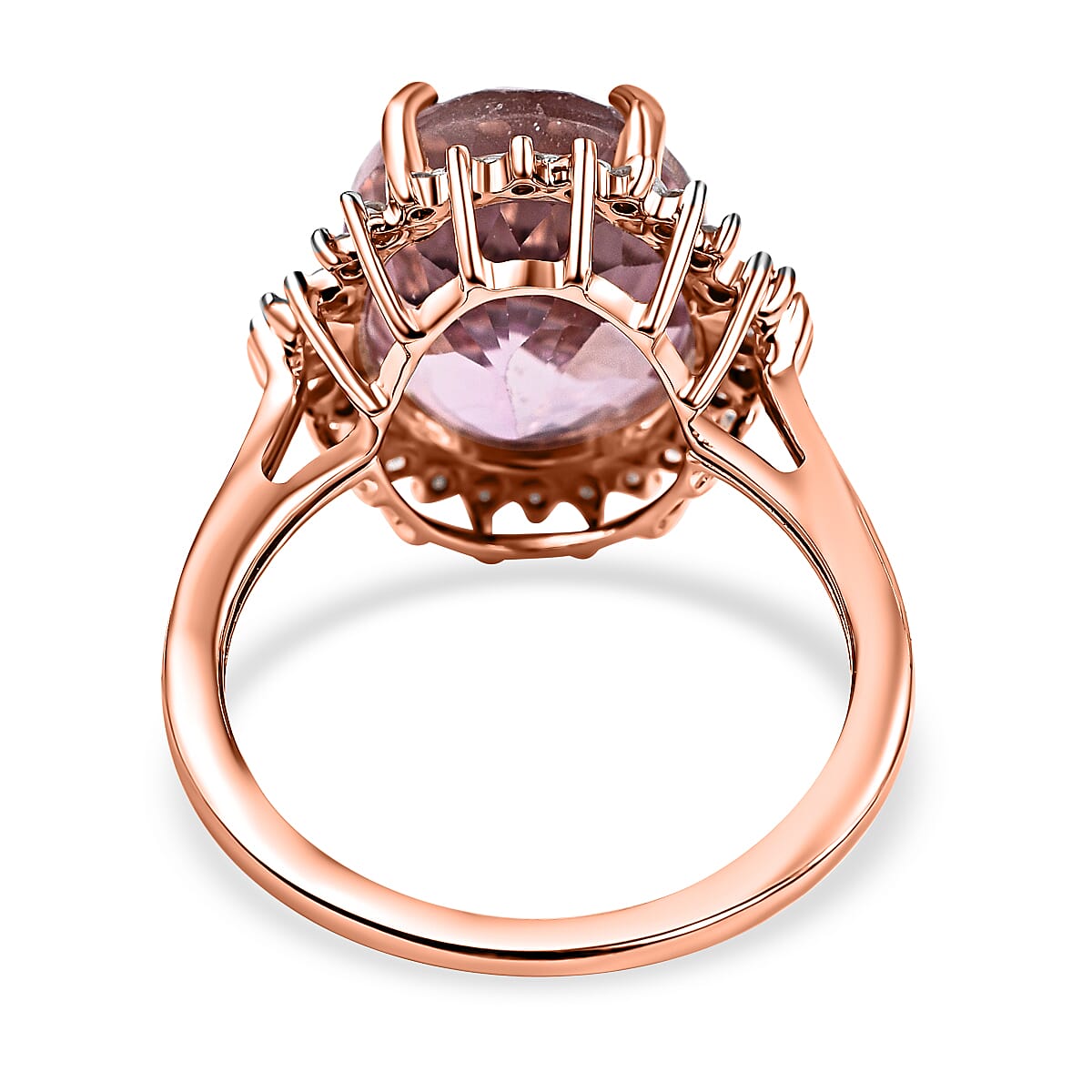 6.56 Ct Martha Rocha Kunzite and Diamond Halo Ring in 9K Rose Gold 7197054 4