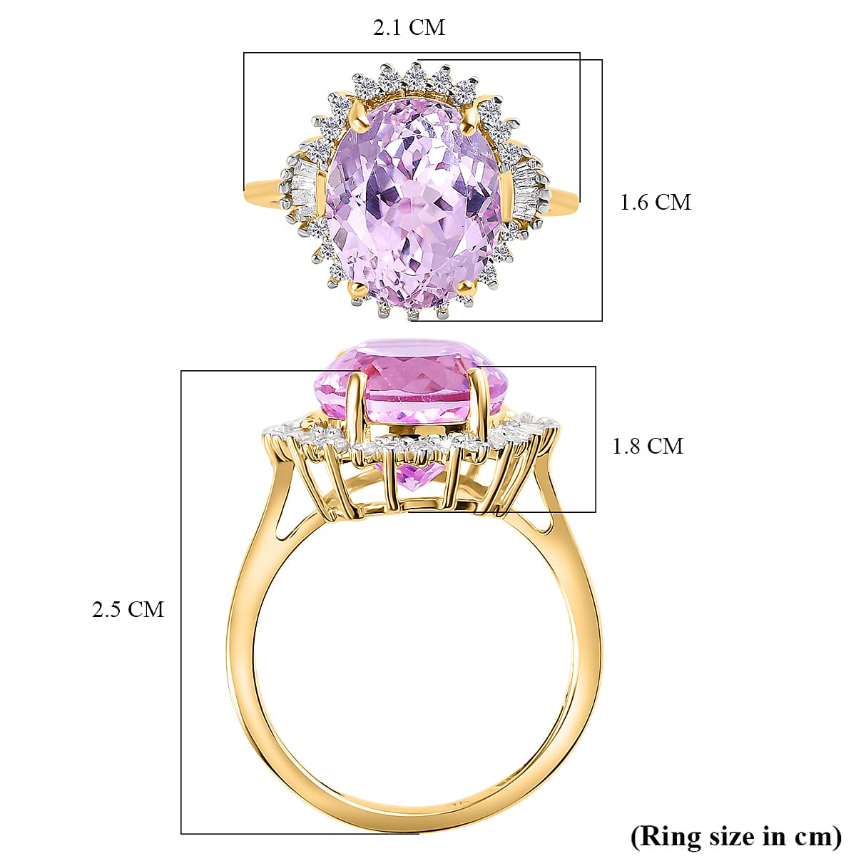 6.56 Ct Martha Rocha Kunzite and Diamond Halo Ring in 9K Rose Gold 7197054 6