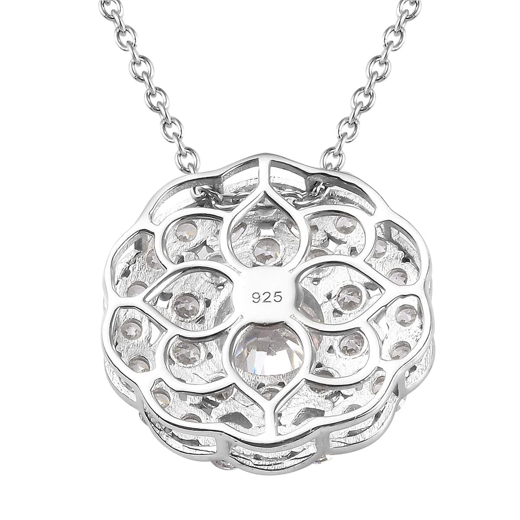 6.81 Ct. Lustre Stella Platinum Plated Sterling Silver Floral Pendant with Chain