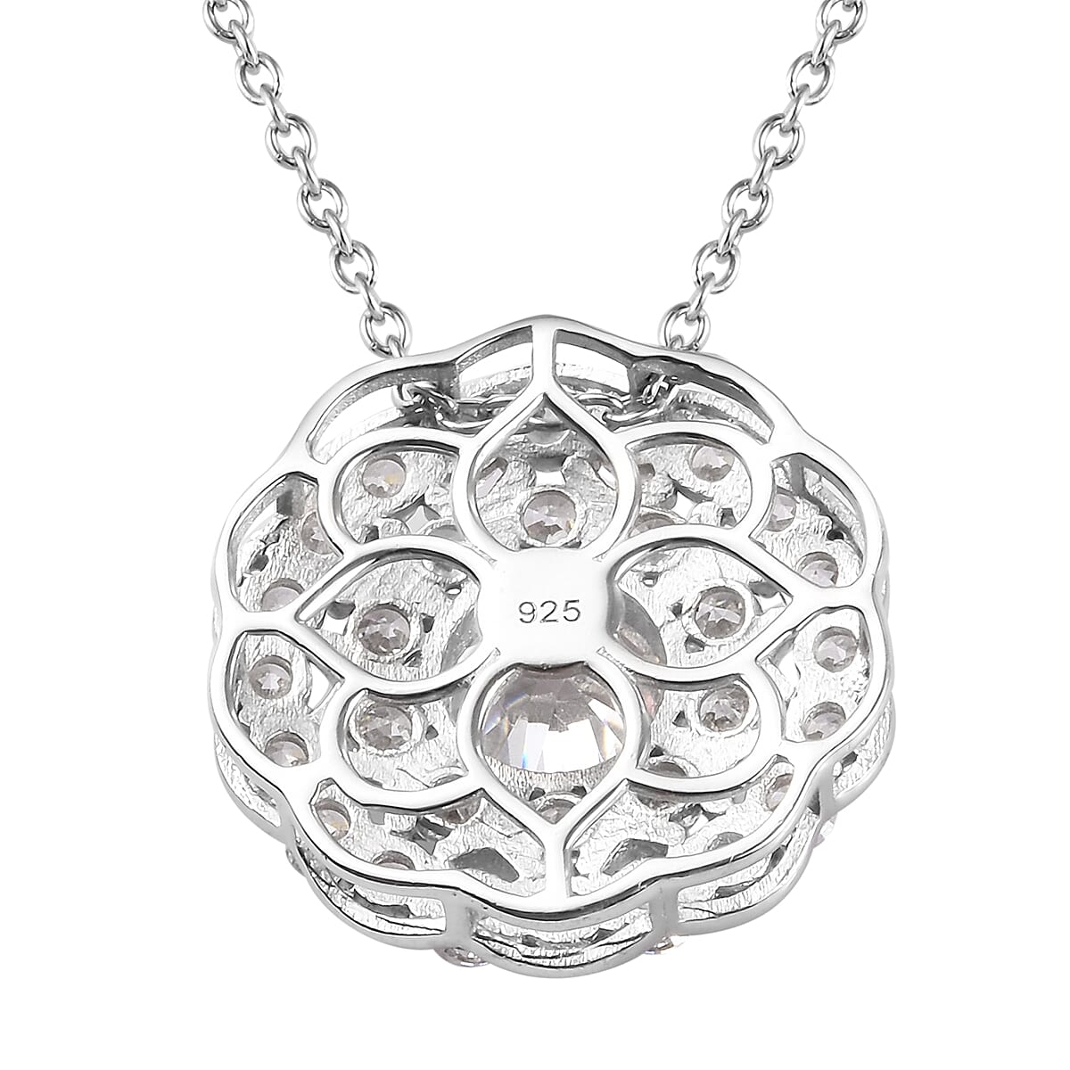 6.81 Ct. Lustre Stella Platinum Plated Sterling Silver Floral Pendant with Chain 3661429 5