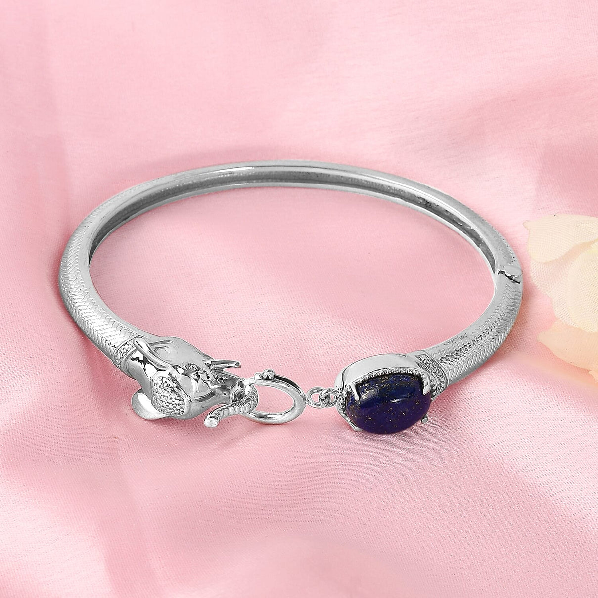 6.94 Ct. Lapis Lazuli Bangle Size 7.5 in Silver-Tone 3808074 2