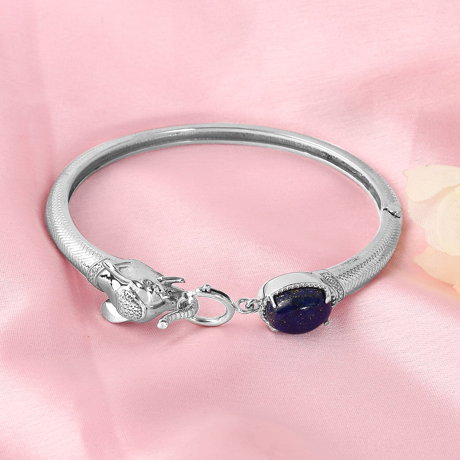 6.94 Ct. Lapis Lazuli Bangle Size 7.5 in Silver-Tone 3808074 2