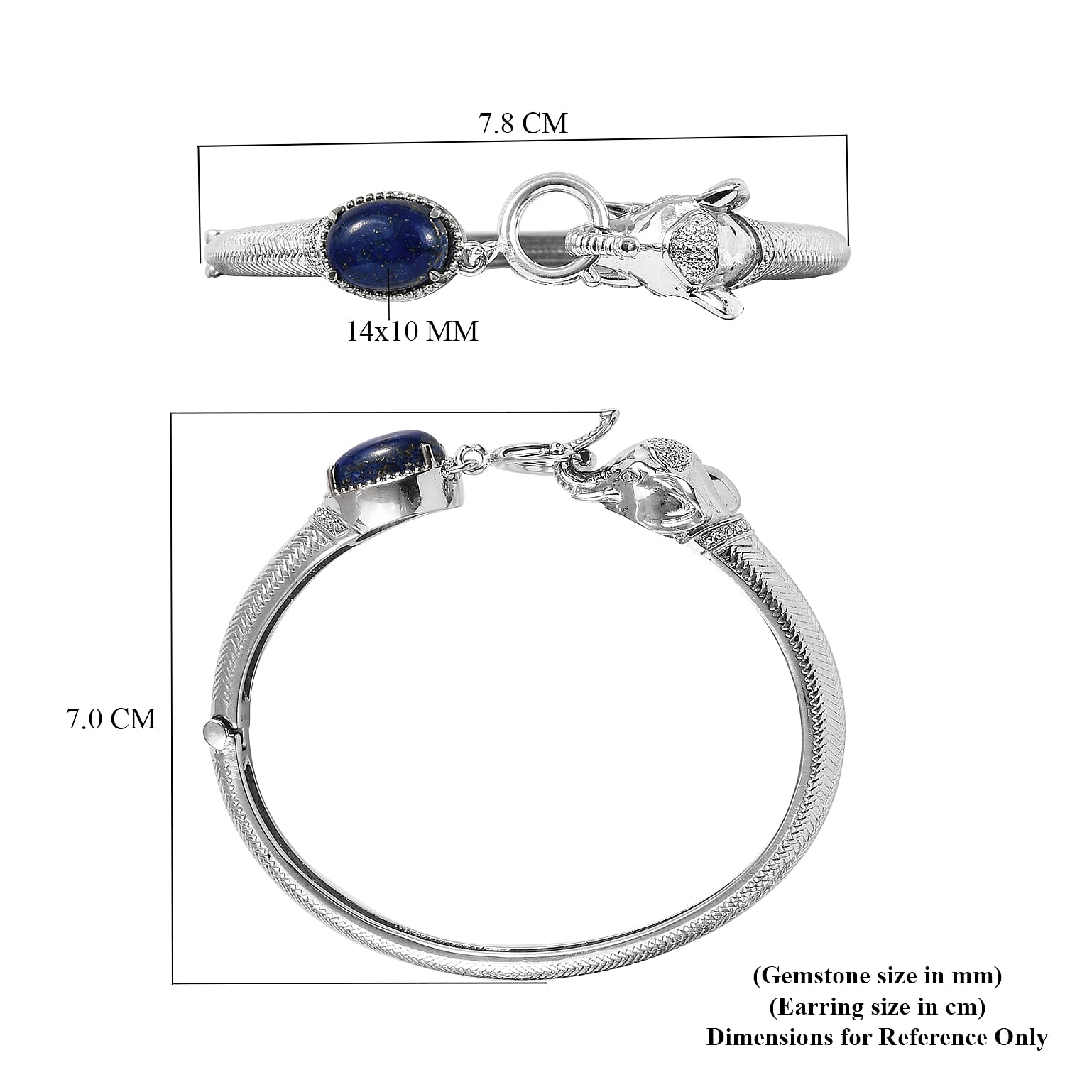 6.94 Ct. Lapis Lazuli Bangle Size 7.5 in Silver-Tone 3808074 6