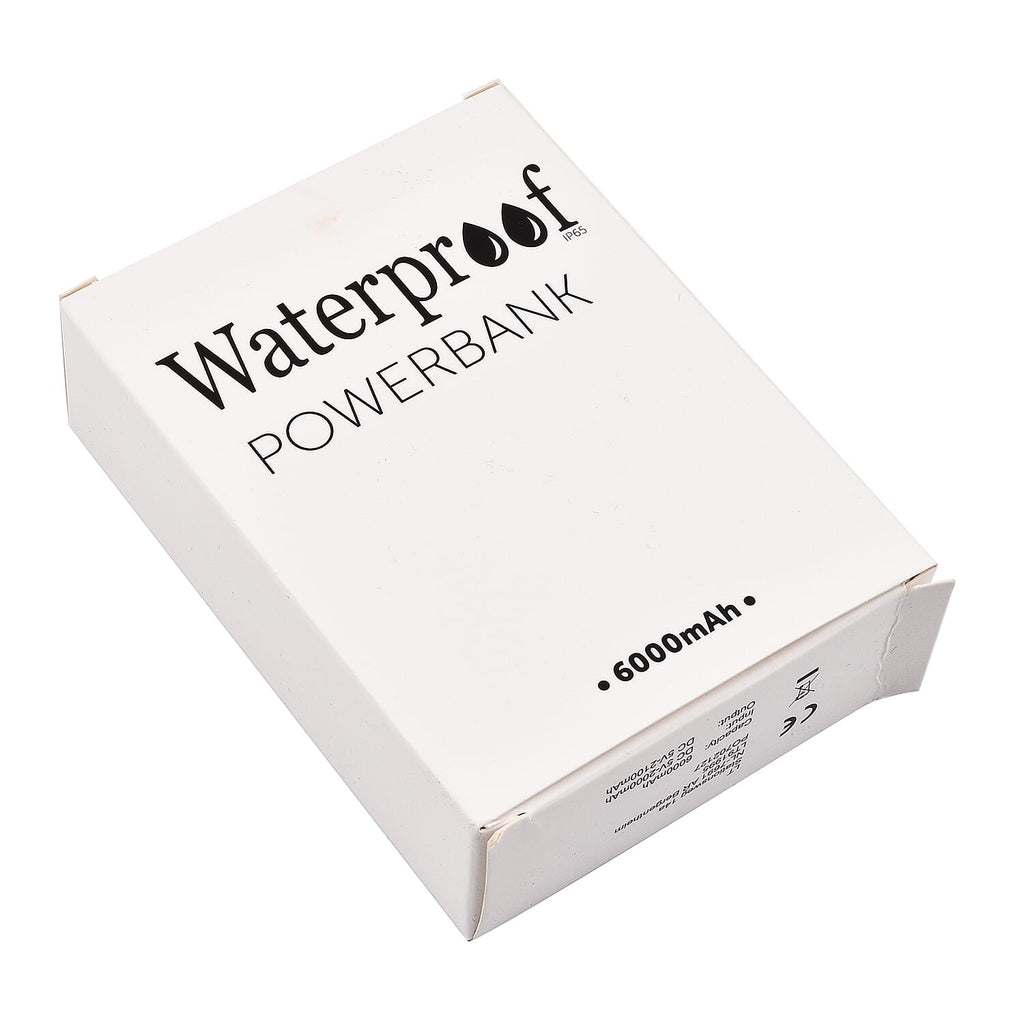 6000mah Waterproof Powerbank with USB Cable and 2 USB Port