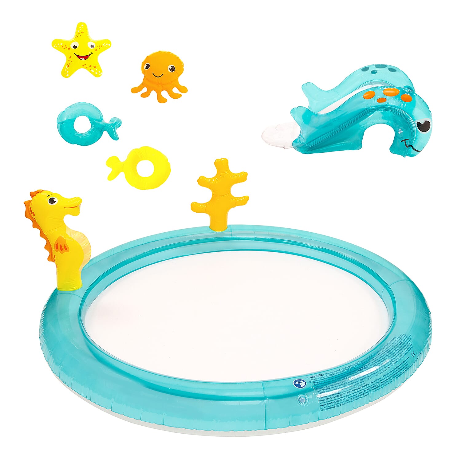 Sun Club 2M Sea Animal Play Pool with Water Spray, Ring Toss, Toys and Paddling Pool with Slide and Easy to Inflate 6025202 4