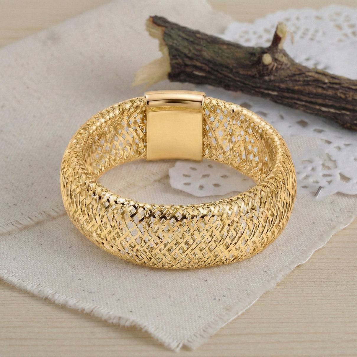 Stretchable Mesh Ring (Size Large) in 9K Yellow Gold 6063448 1