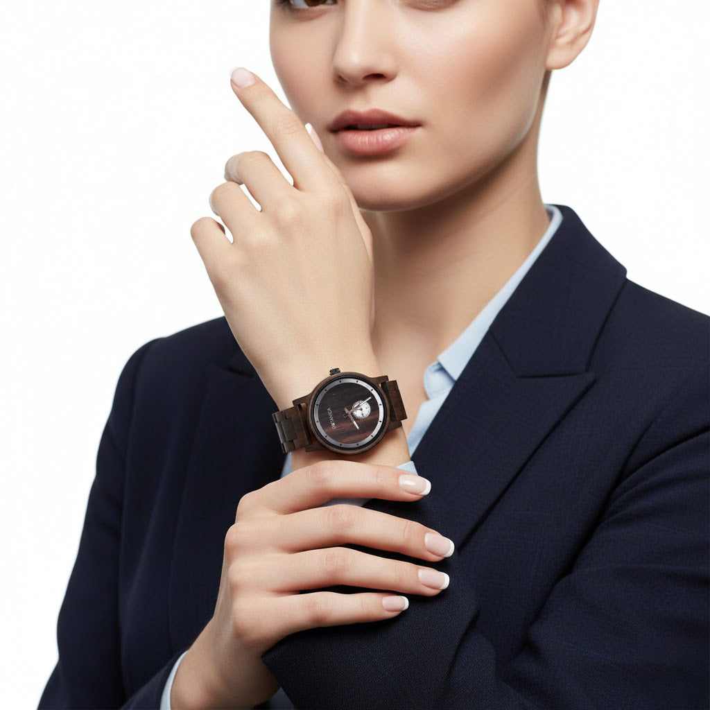 Botanica Olive Sandalwood Miyota Movement Watch with Woodlink Strap V32531177 2