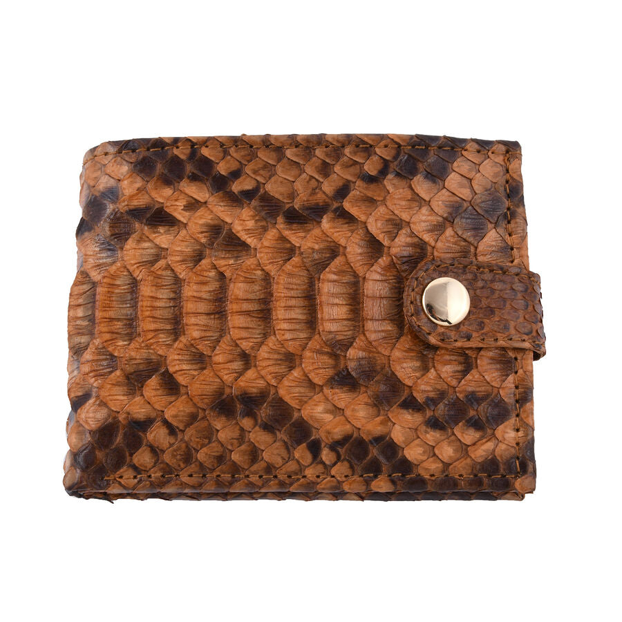 La Marey 100% Genuine Python Leather Snake Print Wallet - Orange 6082999 0