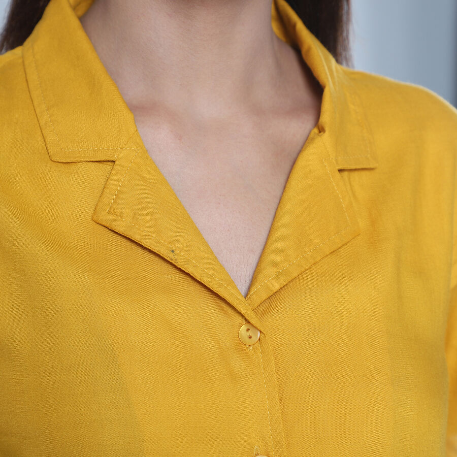 JOVIE 100% Viscose Top with Collar and Button Closure (Size-L, 61x101Cm) - Yellow 6083976 4