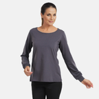 100% Cotton Single Jersey Loungewear Long Sleeve T- shirt in Grey (Size: Medium)_6084237