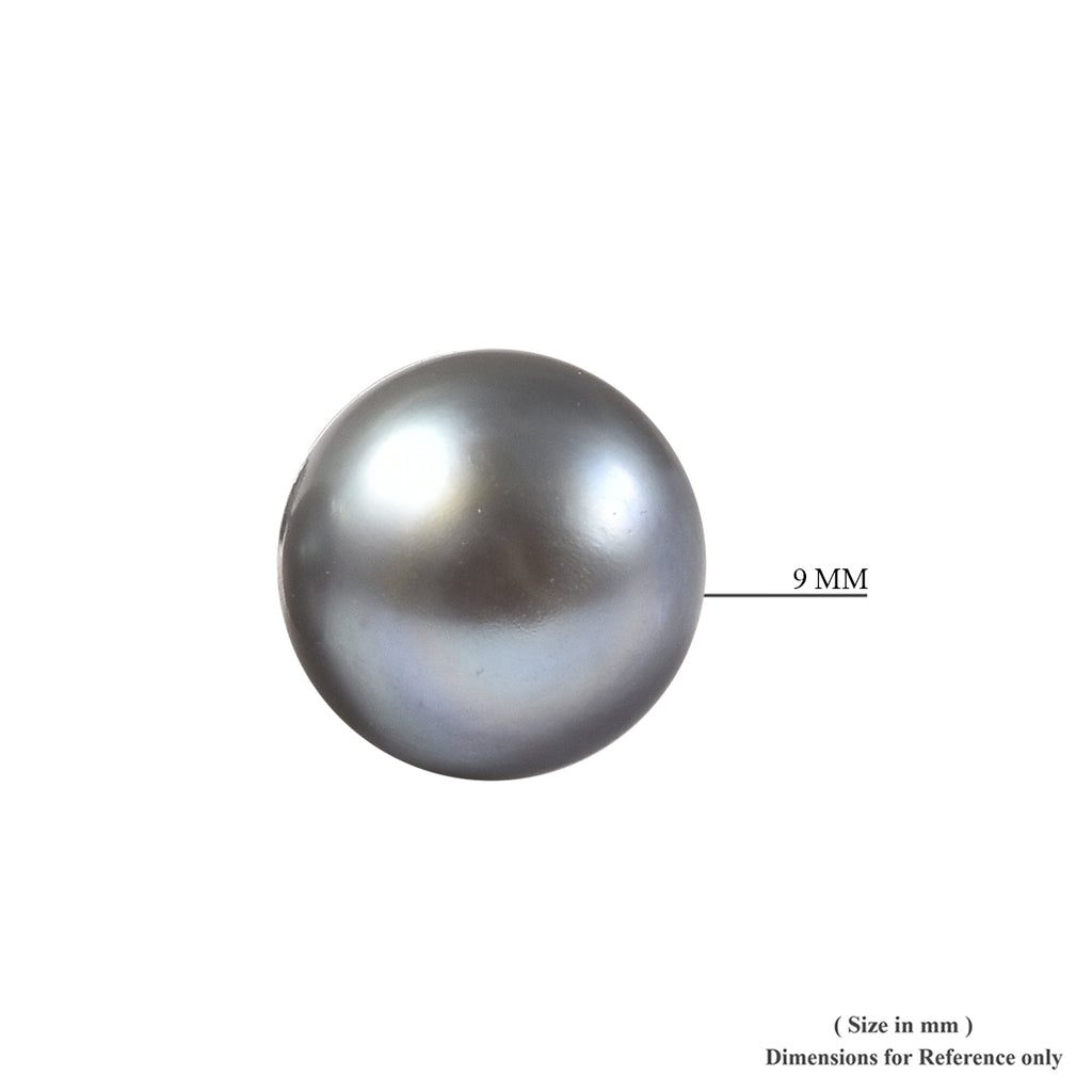 Silver Grey Freshwater Pearl (9-11mm) Stud Earrings with Push Back in Rhodium Overlay Sterling Silver 9.80 Ct._6091144_4