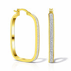 9K Yellow Gold 2.5MM X 30.5MM Stardust Rounded Rectangle Earrings 2.1 grams