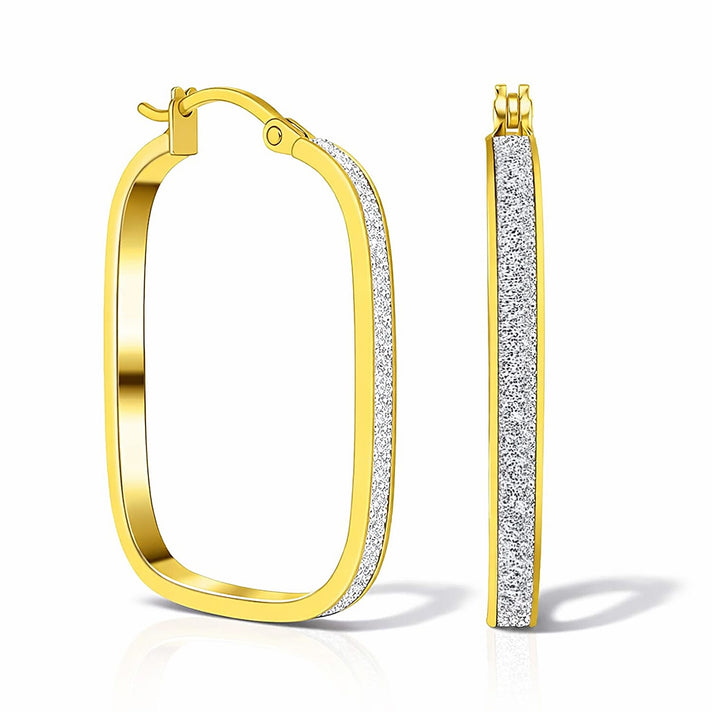 9K Yellow Gold 2.5MM X 30.5MM Stardust Rounded Rectangle Earrings 2.1 grams 6092900 1