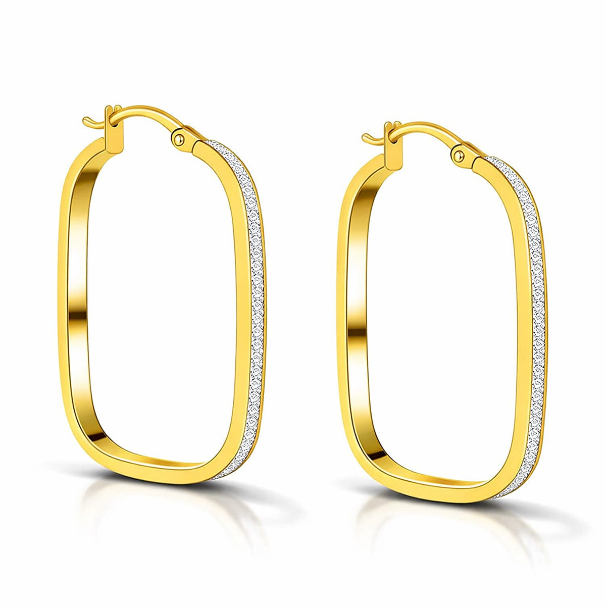 9K Yellow Gold 2.5MM X 30.5MM Stardust Rounded Rectangle Earrings 2.1 grams 6092900 6