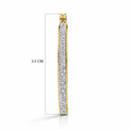 9K Yellow Gold 2.5MM X 30.5MM Stardust Rounded Rectangle Earrings 2.1 grams