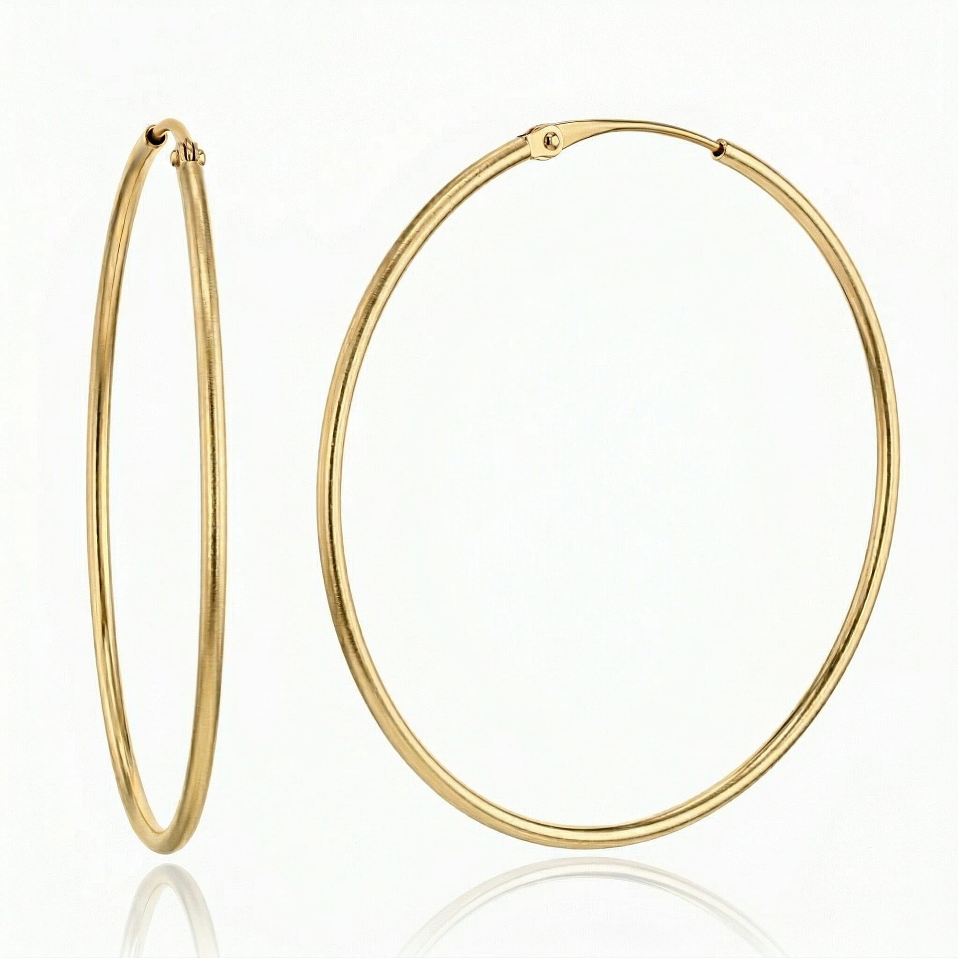 9K Yellow Gold 25MM Plain Sleeper Big Hoop Earrings 0.53 grams 6092911 0