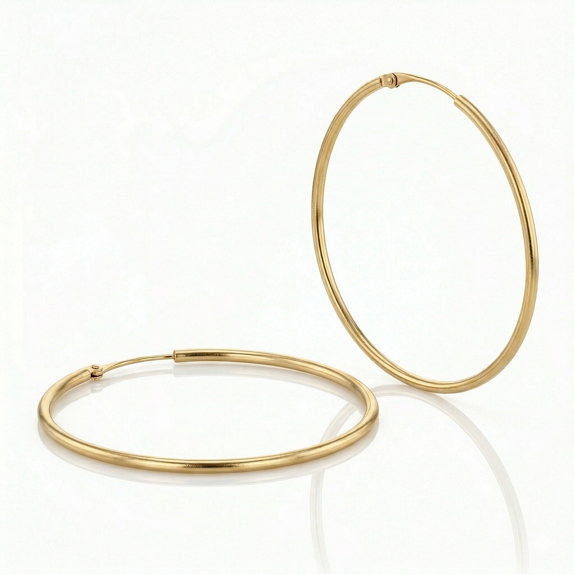 9K Yellow Gold 25MM Plain Sleeper Big Hoop Earrings 0.53 grams 6092911 3