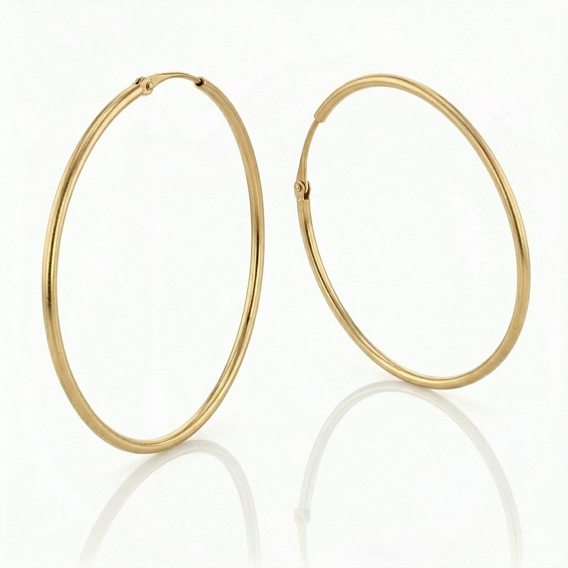 9K Yellow Gold 25MM Plain Sleeper Big Hoop Earrings 0.53 grams 6092911 4
