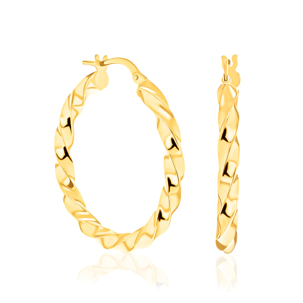 9K Yellow Gold 3.5MM Tube 30MM Twist Creole Hoop Earrings 1.8 grams 6092918 0