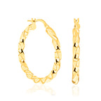 9K Yellow Gold Twist Creole Earrings with Clasp_6092918